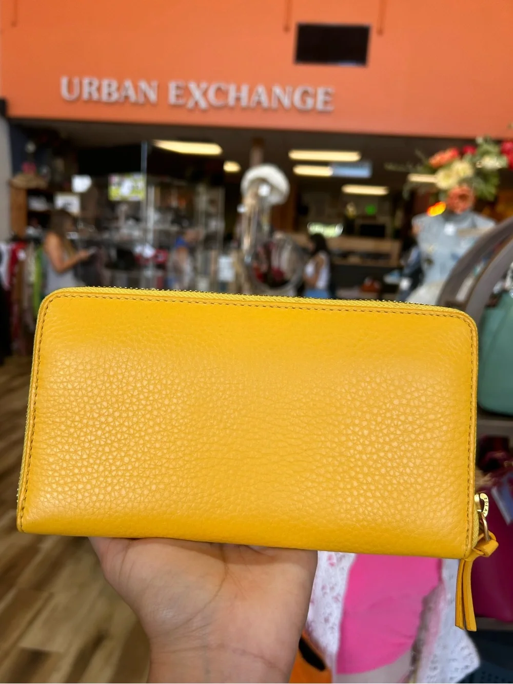 Yellow Tory Burch Britten Zip Continental Leather Wallet